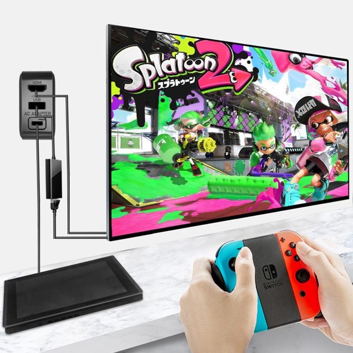 Multi-Function Projection And Charging AC Adapter Base Support Android/PC/Lite For Switch, Specifications:Black+EU Plug