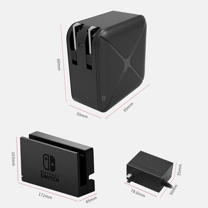 Multi-Function Projection And Charging AC Adapter Base Support Android/PC/Lite For Switch, Specifications:Black+EU Plug
