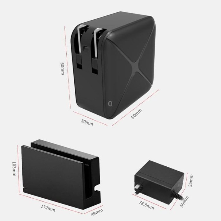 Multi-Function Projection And Charging AC Adapter Base Support Android/PC/Lite For Switch, Specifications:Black+UK Plug