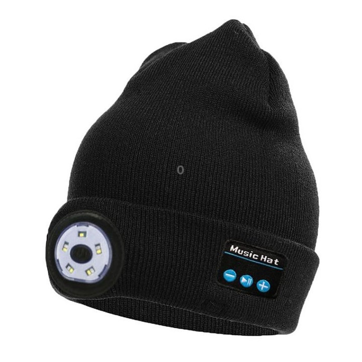Outdoor Night Running Night Fishing LED Light Illumination Bluetooth 5.0 Knitted Hat (Black)