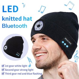 Outdoor Night Running Night Fishing LED Light Illumination Bluetooth 5.0 Knitted Hat (Grey)