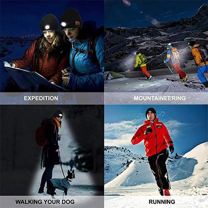 Outdoor Night Running Night Fishing LED Light Illumination Bluetooth 5.0 Knitted Hat (Grey)