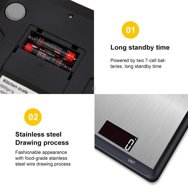 10kg/1g Stainless Steel Kitchen Scale Household Food Electronic Scale(Black)