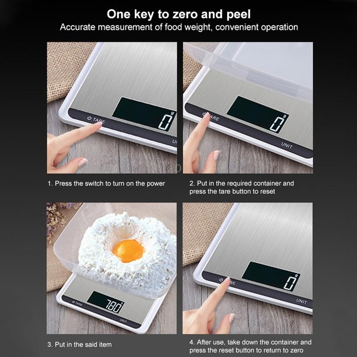10kg/1g Stainless Steel Kitchen Scale Household Food Electronic Scale(Black)