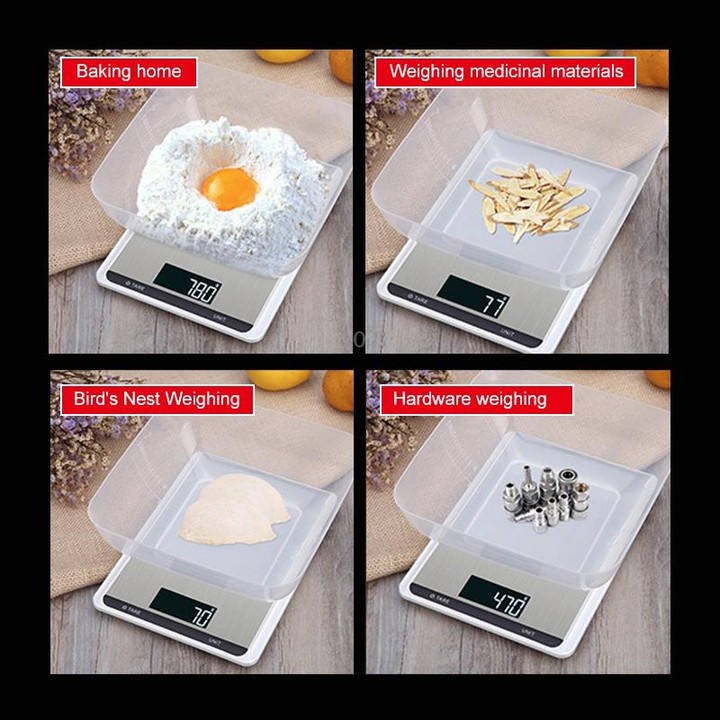 10kg/1g Stainless Steel Kitchen Scale Household Food Electronic Scale(Black)
