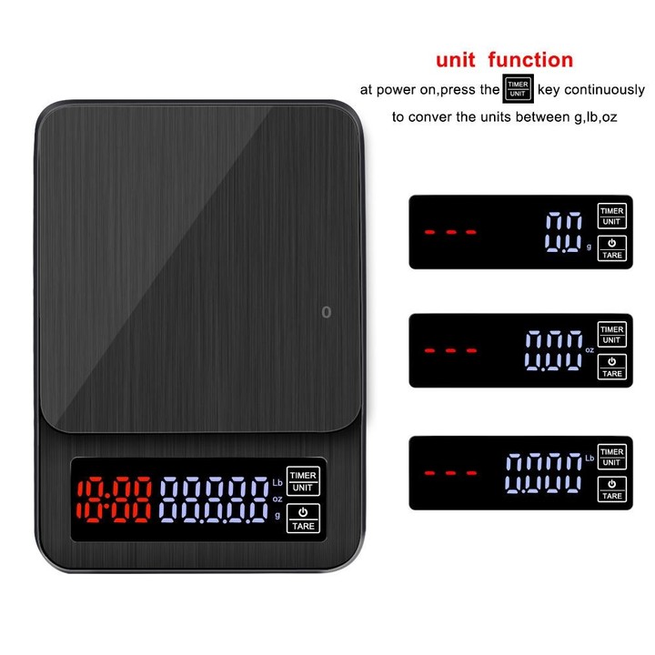 Household Hand-Pushed Coffee Scale USB-Powered Smart Kitchen Scale With Timing, Specification: 3kg/0.1g