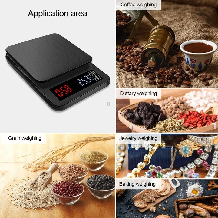 Household Hand-Pushed Coffee Scale USB-Powered Smart Kitchen Scale With Timing, Specification: 5kg/0.1g