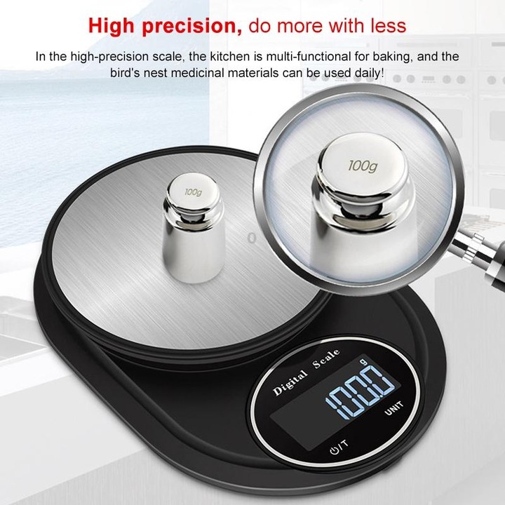 Home Kitchen Electronic Scale High Precision Stainless Steel Jewelry Scale, Style:No Edging, Specification:5kg/0.1g