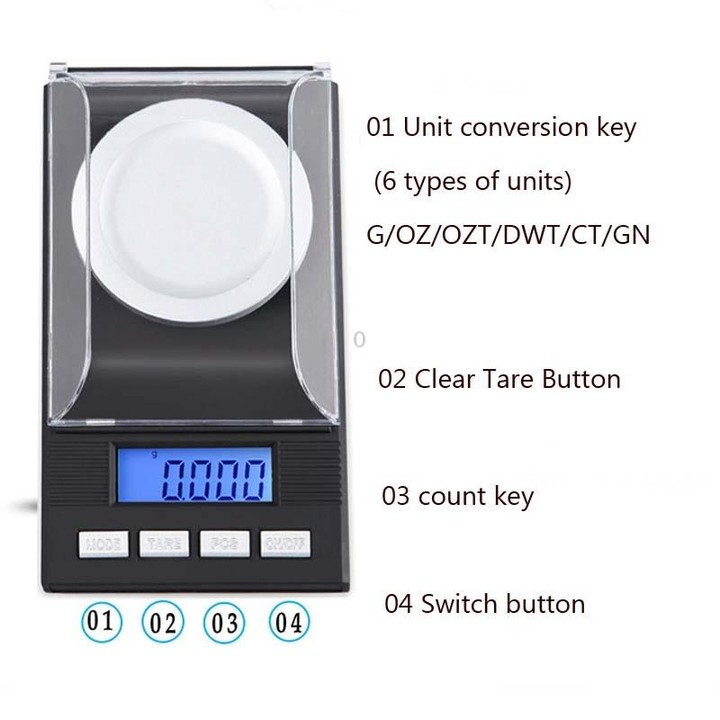 20g/0.001g High-Precision Portable Jewelry Scale Mini Electronic Scale Precision Carat Electronic Scale