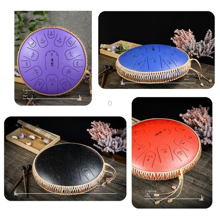 15-Tone Ethereal Drum 14-Inch Steel Tongue Drum Hollow Drum Sanskrit Drummer Disc(Red)