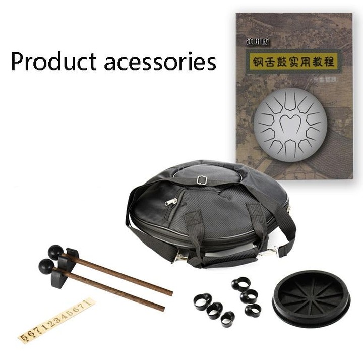 15-Tone Ethereal Drum 14-Inch Steel Tongue Drum Hollow Drum Sanskrit Drummer Disc(Black)