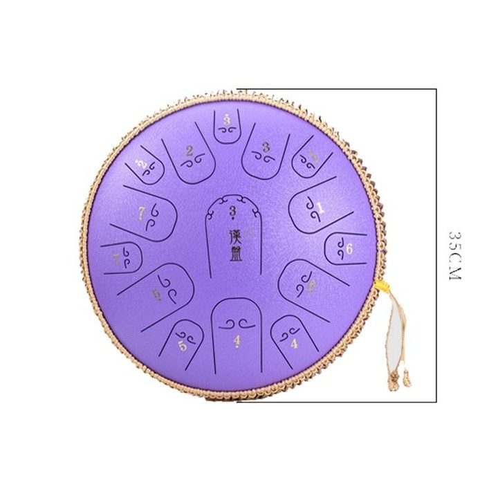 15-Tone Ethereal Drum 14-Inch Steel Tongue Drum Hollow Drum Sanskrit Drummer Disc(Black)