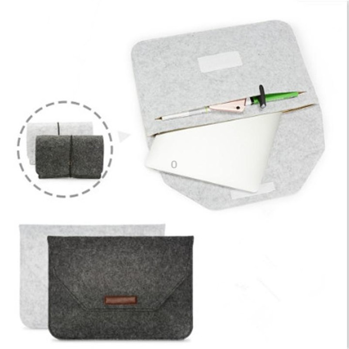Portable Air Permeable Felt Sleeve Bag for MacBook Laptop, with Power Storage Bag, Size:12 inch(Grey)