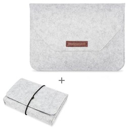 Portable Air Permeable Felt Sleeve Bag for MacBook Laptop, with Power Storage Bag, Size:12 inch(Grey)