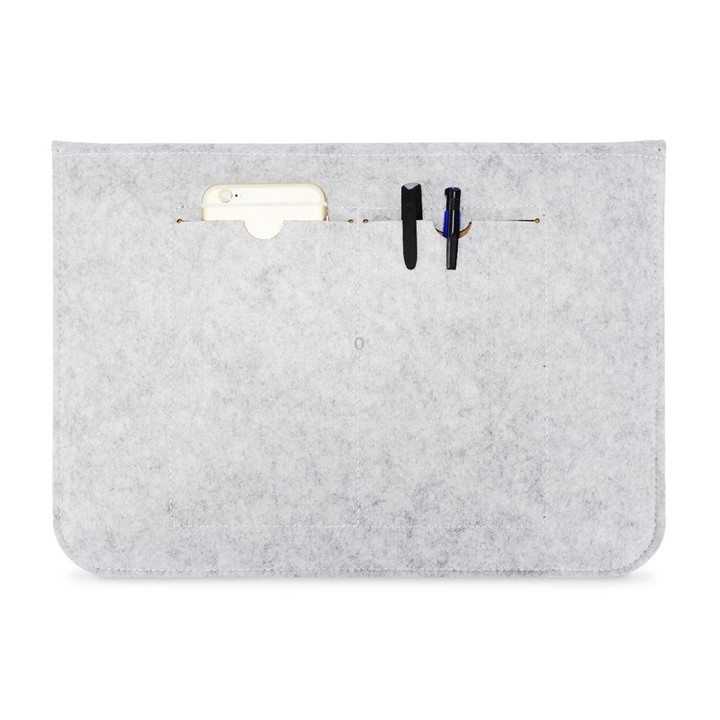 Portable Air Permeable Felt Sleeve Bag for MacBook Laptop, with Power Storage Bag, Size:12 inch(Black)