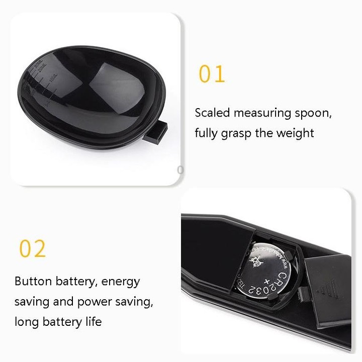 ABS Electronic Measuring Spoon Spoon Weighing Measuring Tool, Specification: 500g/0.1g, Colour: Black