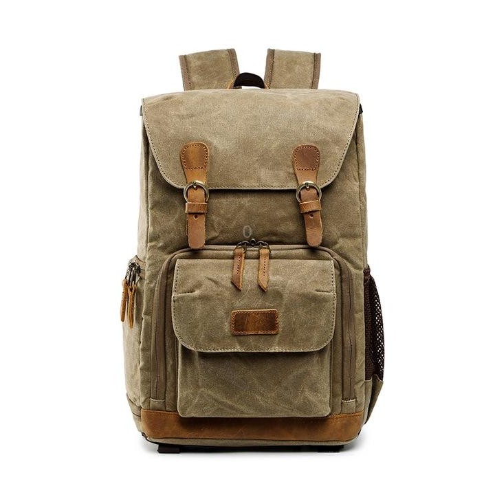 Batik Canvas Waterproof Photography Bag Outdoor Wear-resistant Large Camera Photo Backpack Men for Nikon / Canon / Sony / Fujifi
