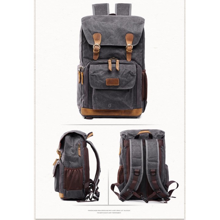 Batik Canvas Waterproof Photography Bag Outdoor Wear-resistant Large Camera Photo Backpack Men for Nikon / Canon / Sony / Fujifi