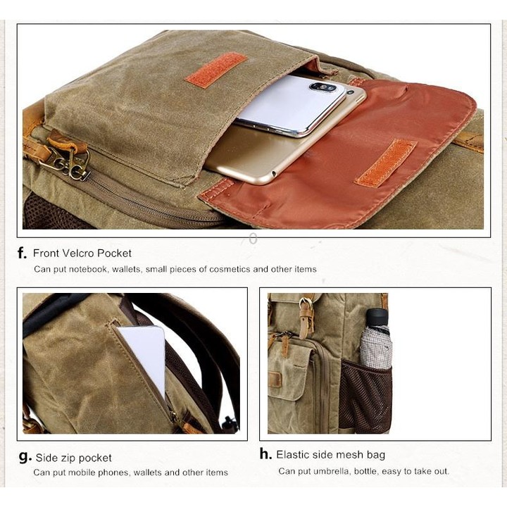 Batik Canvas Waterproof Photography Bag Outdoor Wear-resistant Large Camera Photo Backpack Men for Nikon / Canon / Sony / Fujifi