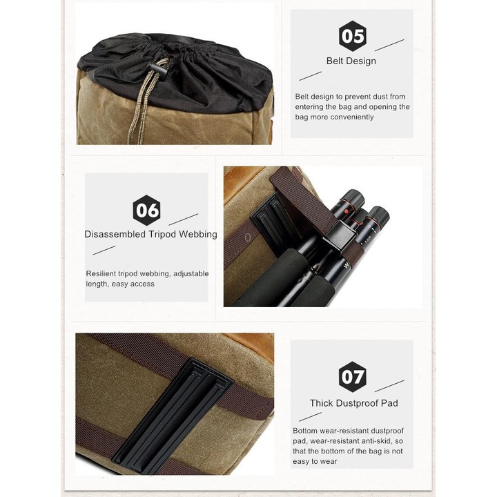 Batik Canvas Waterproof Photography Bag Outdoor Wear-resistant Large Camera Photo Backpack Men for Nikon / Canon / Sony / Fujifi