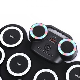 Portable Hand Roll Electronic Drum Flashing Light Bluetooth Drum(Icon Version + Black White)