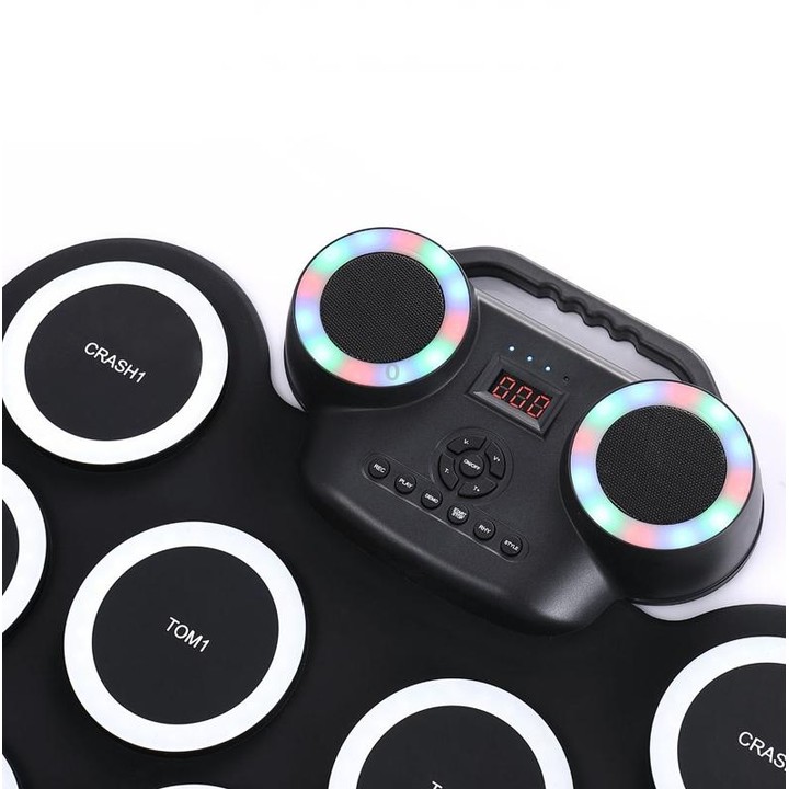 Portable Hand Roll Electronic Drum Flashing Light Bluetooth Drum(Icon Version + Black White)