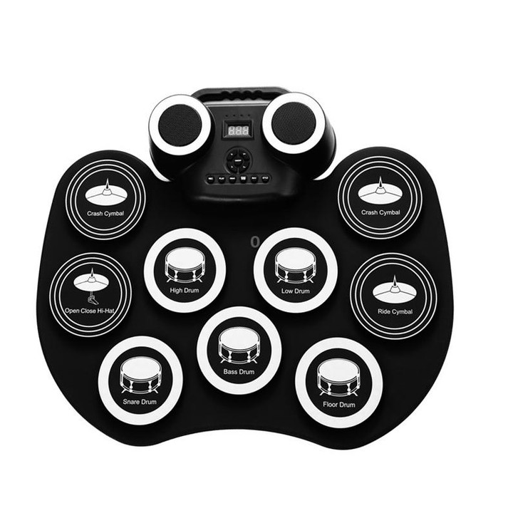 Portable Hand Roll Electronic Drum Flashing Light Bluetooth Drum(Icon Version + Black White)