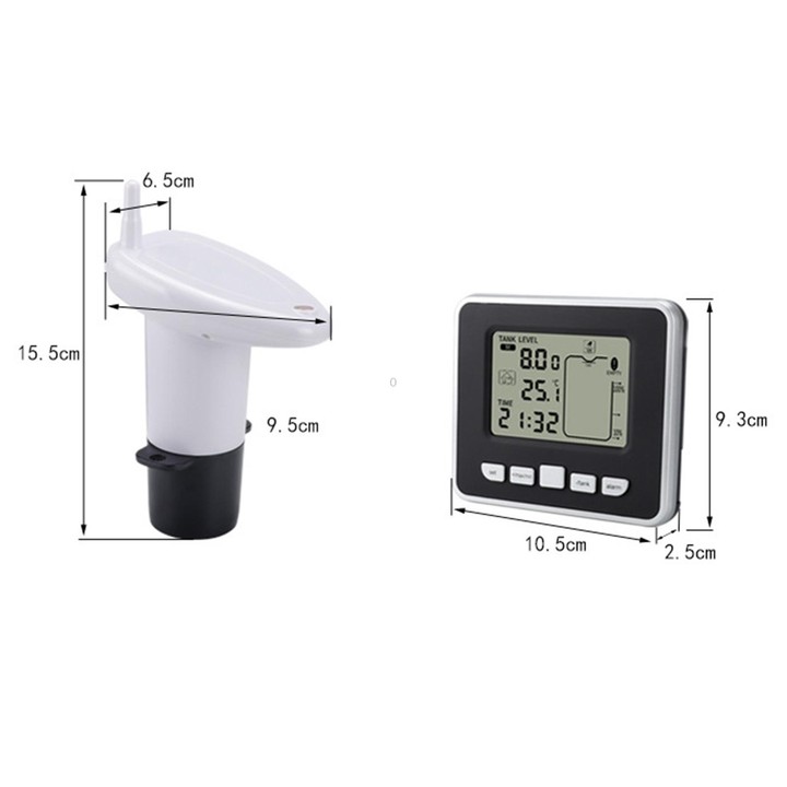 TS-FT002 Multifunctional Ultrasonic Electronic Water Tank Level Gauge With Indoor Temperature Thermometer Clock Display Water Le
