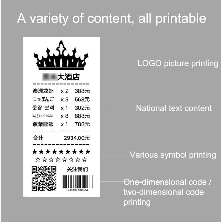 58HB6 Portable Bluetooth Thermal Printer Label Takeaway Receipt Machine, Supports Multi-Language & Symbol/Picture Printing, Mode