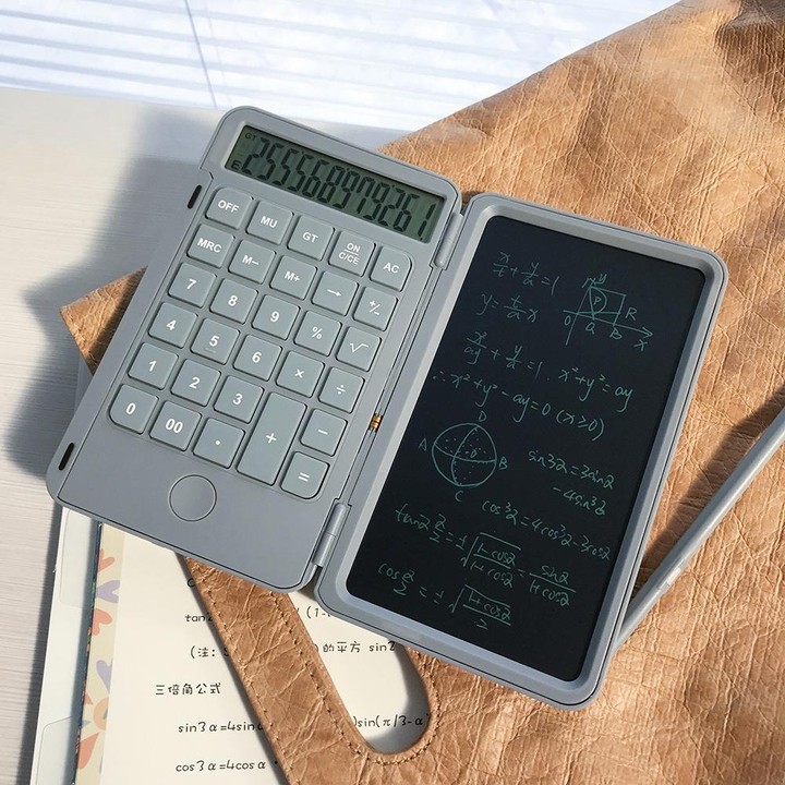 Rechargeable Writing Board Calculator Portable Multi-Function LCD Student Handwriting Board(Gray)