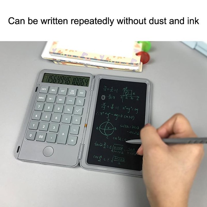 Rechargeable Writing Board Calculator Portable Multi-Function LCD Student Handwriting Board(Gray)