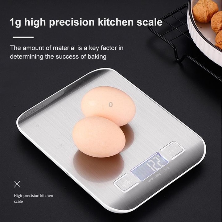 Stainless Steel Small Food Electronic Scale Kitchen Portable Baking Electronic Scale, Colour: 5kg/1g (Battery Model White)