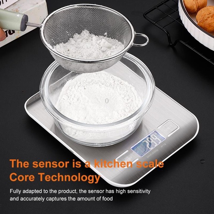 Stainless Steel Small Food Electronic Scale Kitchen Portable Baking Electronic Scale, Colour: 5kg/1g (Battery Model Black)