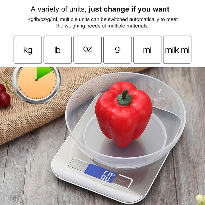Stainless Steel Small Food Electronic Scale Kitchen Portable Baking Electronic Scale, Colour: 5kg/1g (Battery Model Rose Gold)