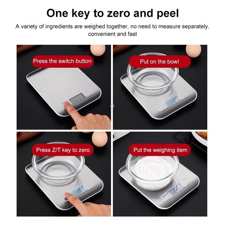 Stainless Steel Small Food Electronic Scale Kitchen Portable Baking Electronic Scale, Colour: 10kg/1g (Battery Model Rose Gold)
