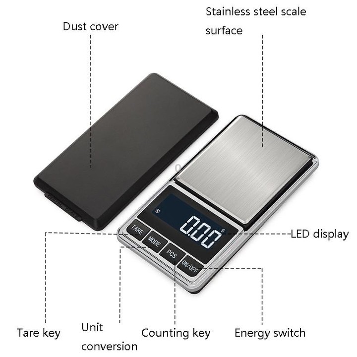 Kitchen Stainless Steel Mini Portable Scale High Precision Jewelry Scale Electronic Scale, Specification: 500g/0.1g