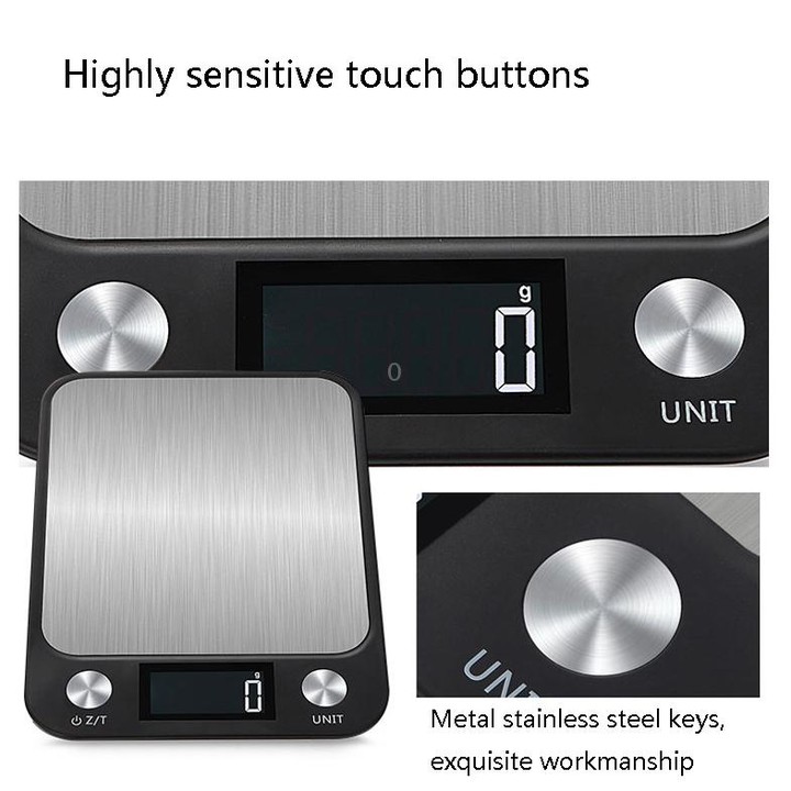 Small Kitchen Food Scale Stainless Steel Electronic Kitchen Scale 5kg/1g (Battery English Version Black)