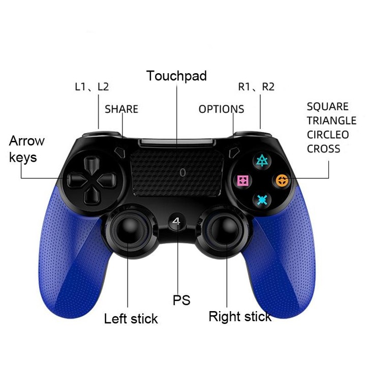 2 PCS Bluetooth Wireless Gamepad Touch Screen With Light Audio Dual Vibration Controller For PS4(Blue)