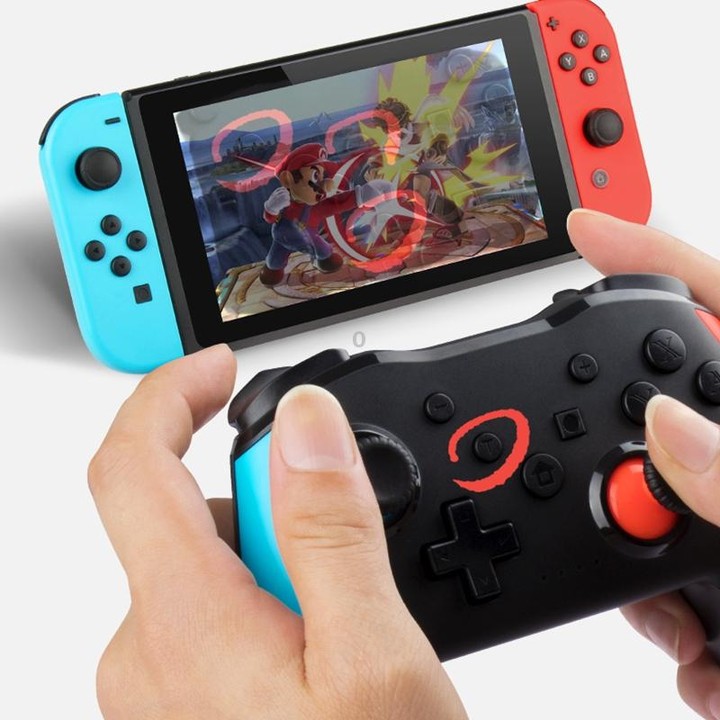 NS009 6-Axis Vibration Burst Wireless Bluetooth Gamepad For Switch Pro(Black Green Purple)