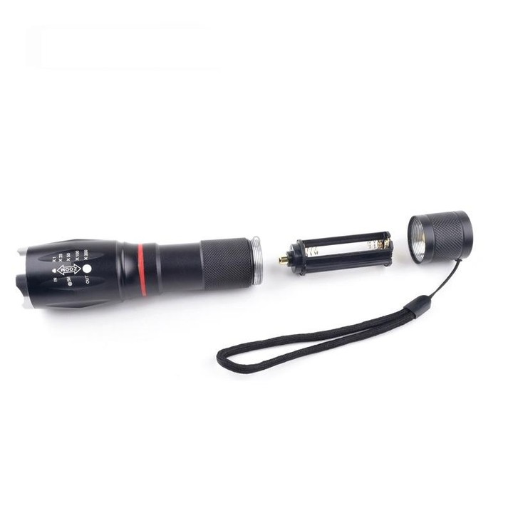 Telescopic Zoom Strong Light Flashlight Strong Magnetic Rechargeable LED Flashlight, Colour: Black Head (With Battery, EU Plug C