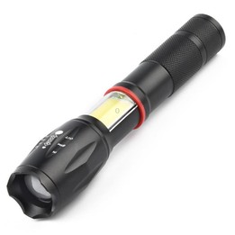 Telescopic Zoom Strong Light Flashlight Strong Magnetic Rechargeable LED Flashlight, Colour: Black Head (With Battery, EU Plug C