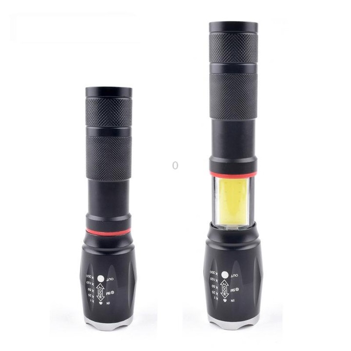 Telescopic Zoom Strong Light Flashlight Strong Magnetic Rechargeable LED Flashlight, Colour: Black Head (With Battery, EU Plug C
