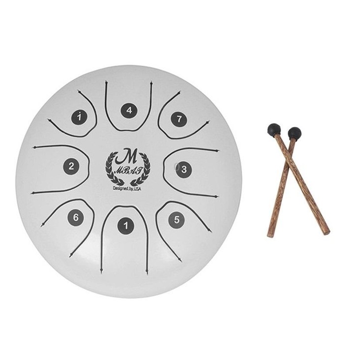 MEIBEITE 5.5-Inch C-Tune Sanskrit Drum Steel Tongue Empty Worry-Free Drum(White)