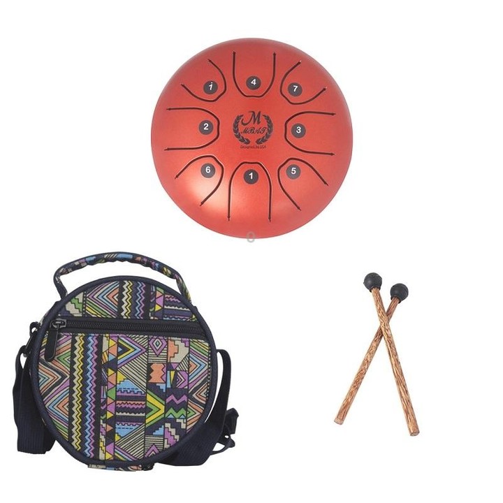 MEIBEITE 5.5-Inch C-Tune Sanskrit Drum Steel Tongue Empty Worry-Free Drum(Red)