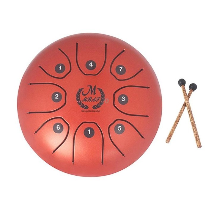 MEIBEITE 5.5-Inch C-Tune Sanskrit Drum Steel Tongue Empty Worry-Free Drum(Red)