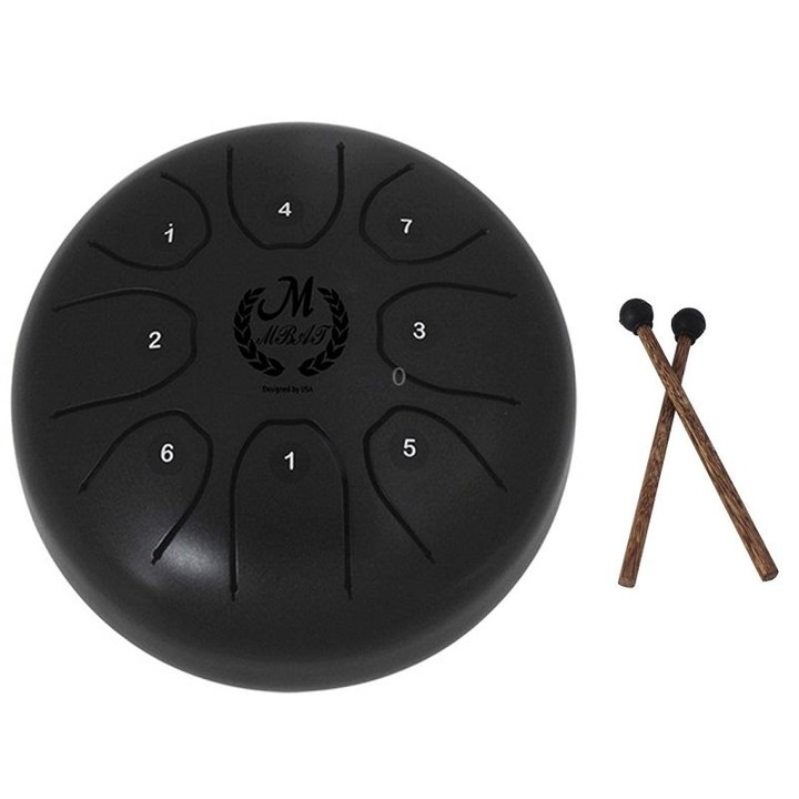 MEIBEITE 5.5-Inch C-Tune Sanskrit Drum Steel Tongue Empty Worry-Free Drum(Black)