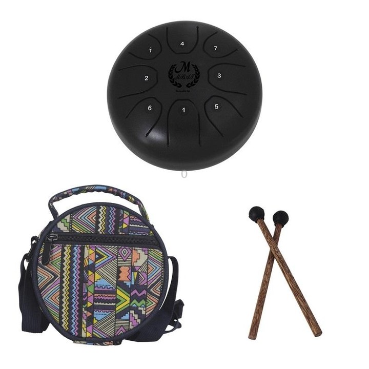 MEIBEITE 5.5-Inch C-Tune Sanskrit Drum Steel Tongue Empty Worry-Free Drum(Black)