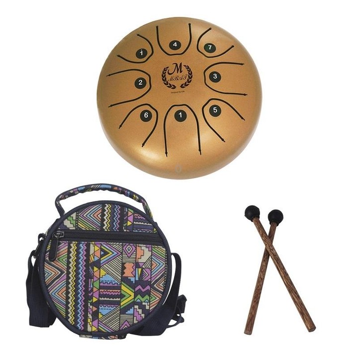 MEIBEITE 5.5-Inch C-Tune Sanskrit Drum Steel Tongue Empty Worry-Free Drum(Golden)