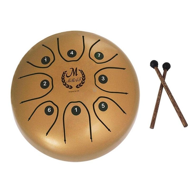 MEIBEITE 5.5-Inch C-Tune Sanskrit Drum Steel Tongue Empty Worry-Free Drum(Golden)
