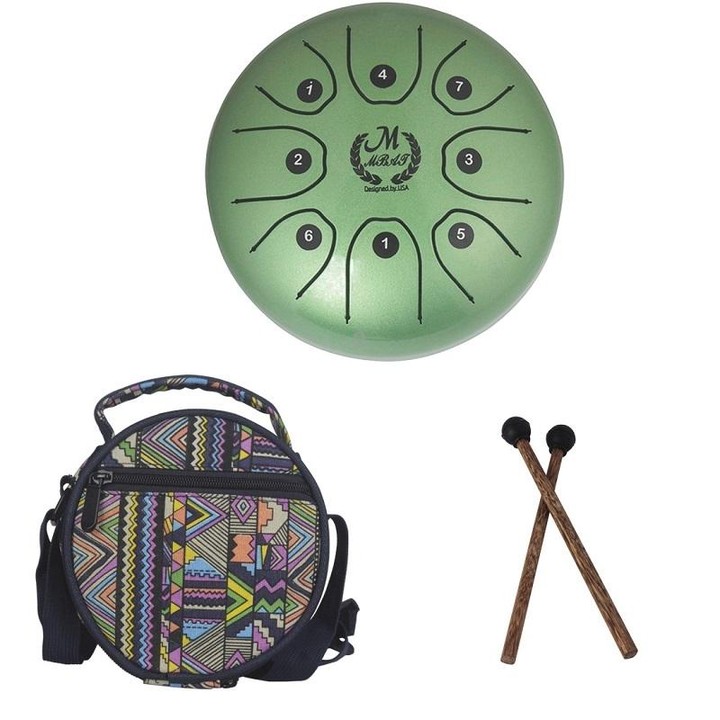 MEIBEITE 5.5-Inch C-Tune Sanskrit Drum Steel Tongue Empty Worry-Free Drum(Green)